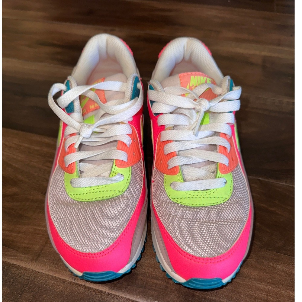 Nike Air Max 90 Pink Blast Volt Blue Fury Sneakers DC1865-600 Womens 7.5 - Picture 2 of 8